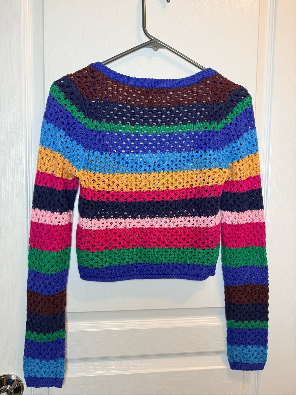 ZARA Multicolor Crochet Scoop Neck cropped Sweater small - Picture 5 of 5
